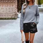 R&B | Einfarbiger Strickpullover mit Gerippten Bündchen
