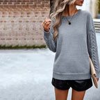 R&B | Einfarbiger Strickpullover mit Gerippten Bündchen