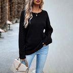 R&B | Einfarbiger Strickpullover mit Gerippten Bündchen