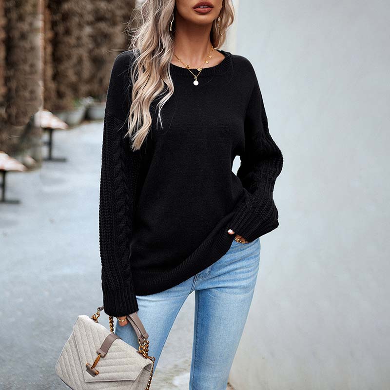 R&B | Einfarbiger Strickpullover mit Gerippten Bündchen