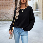 R&B | Einfarbiger Strickpullover mit Gerippten Bündchen