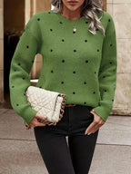 R&B | langärmliger poker-dot-pullover