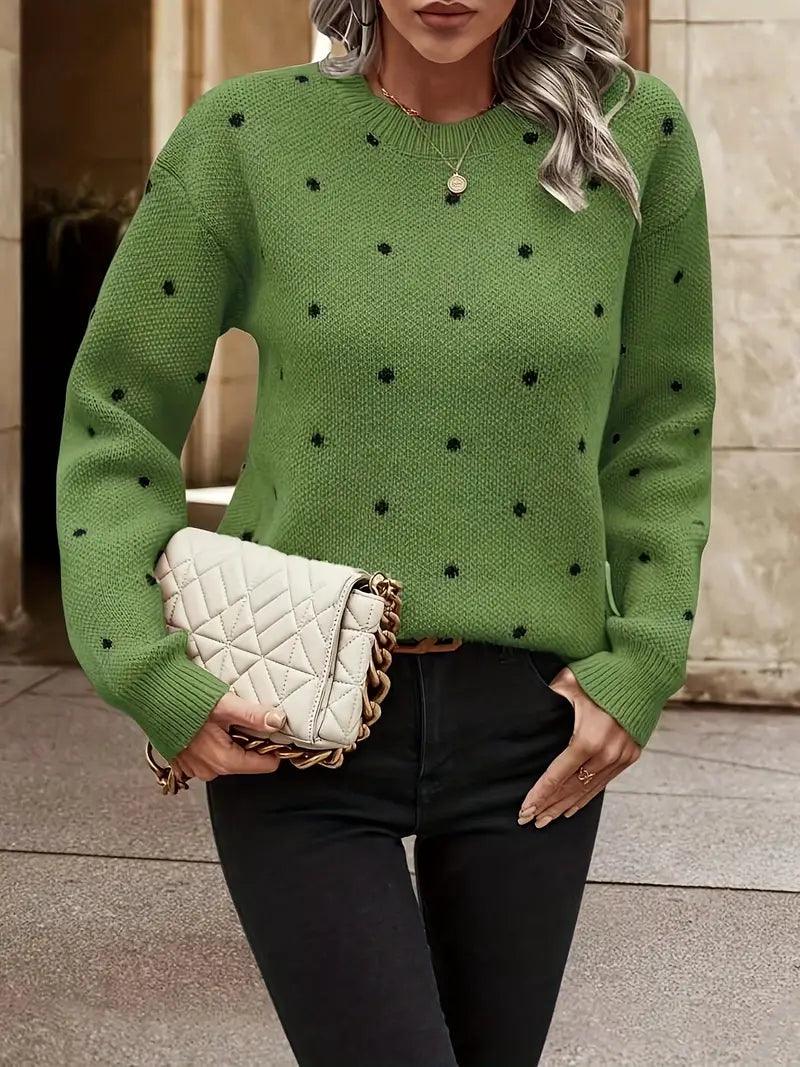 R&B | langärmliger poker-dot-pullover