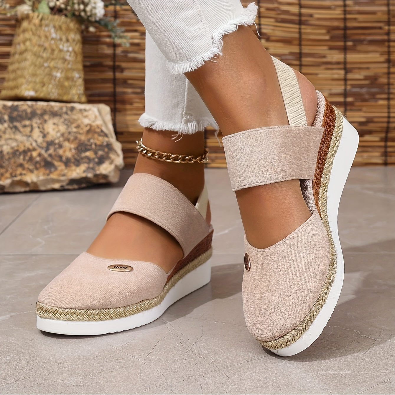 R&B | Damen Sandalen Auf Plattform: Rutschfest, Geschlossene Zehe, Elastischer Riemen