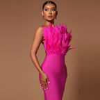 Upscale New Feather Tube Top Kleid Anmutiges Kleid
