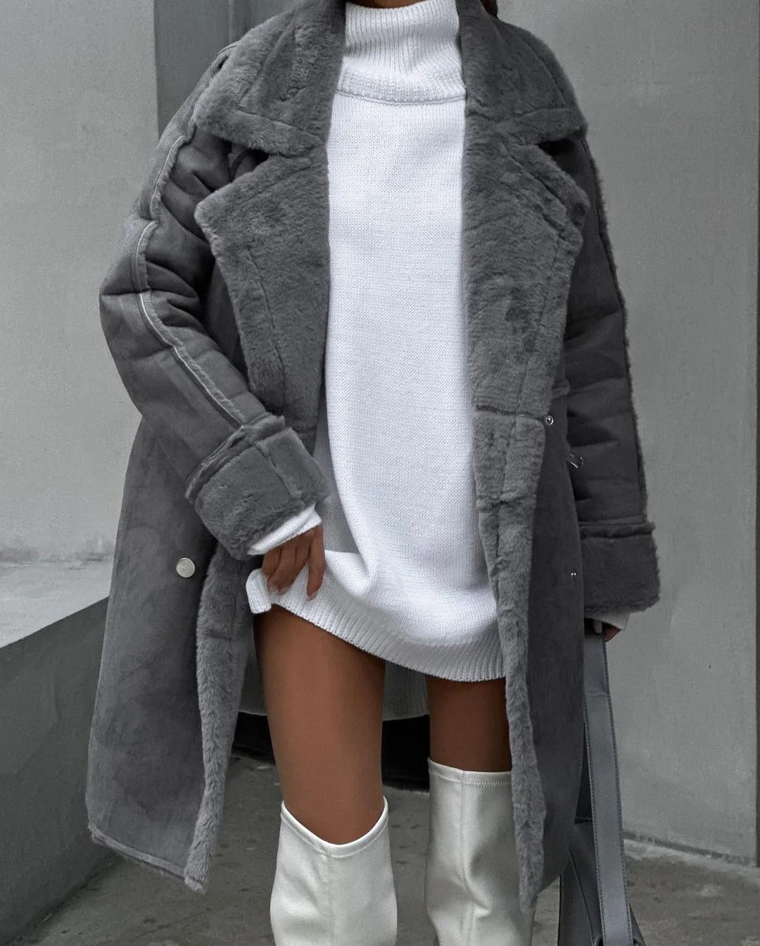 R&B | Kuscheliger Mantel mit Shearling Futter in Übergröße