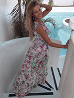 R&B | Bedrucktes geteiltes Chiffonkleid