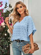 R&B | Damen V-Ausschnitt einfarbig Haarball Top Damen