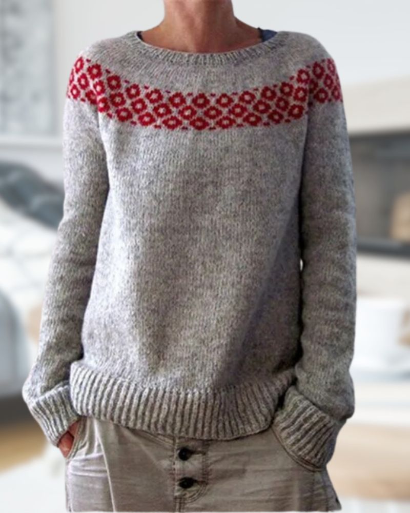 R&B | Gestrickter Rundhalsausschnitt-Pullover