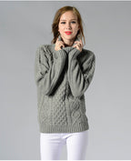 R&B | Damen Rollkragenpullover mit langen Ärmeln und Kabelstrick