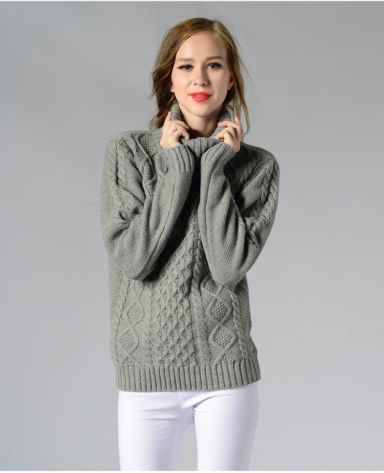 R&B | Damen Rollkragenpullover mit langen Ärmeln und Kabelstrick