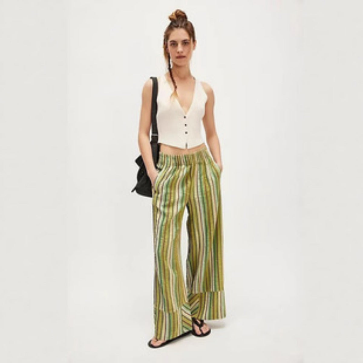 R&B | Gestreifte Hose mit weitem Bein