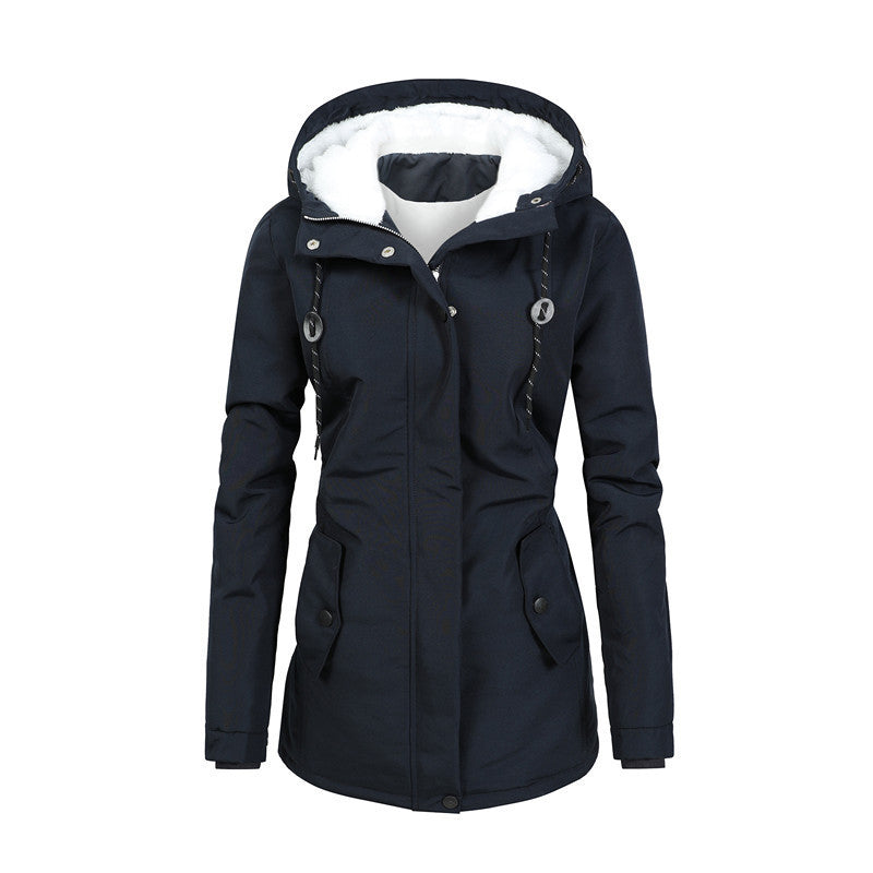 R&B | Damen Fleecejacke mit Kapuze und Kordelzug