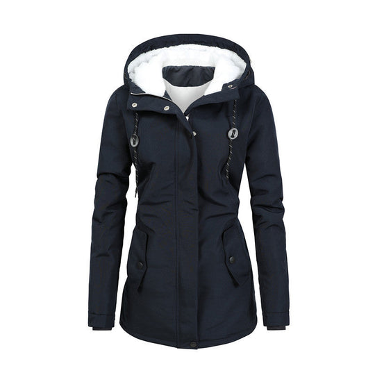 R&B | Damen Fleecejacke mit Kapuze und Kordelzug