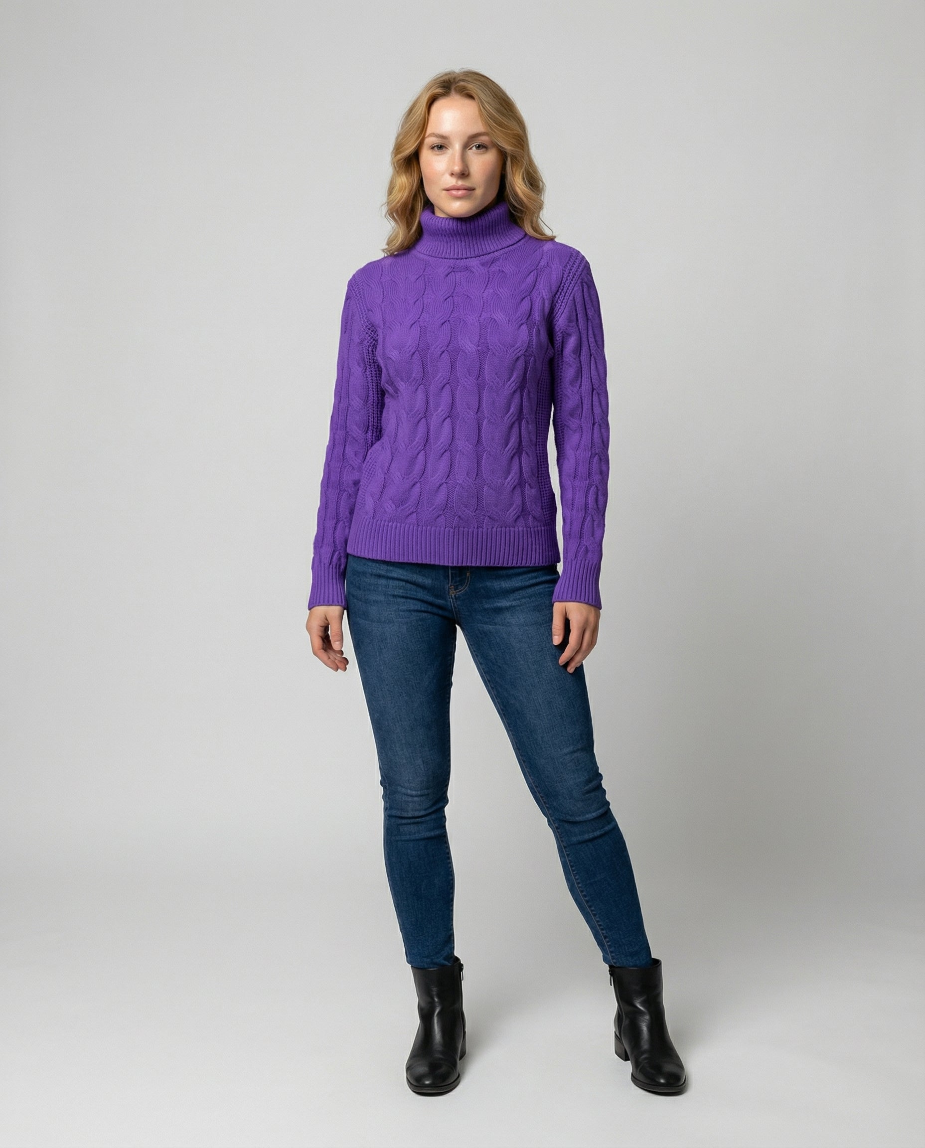 Zopfmuster Rollkragenpullover Damen | R&B
