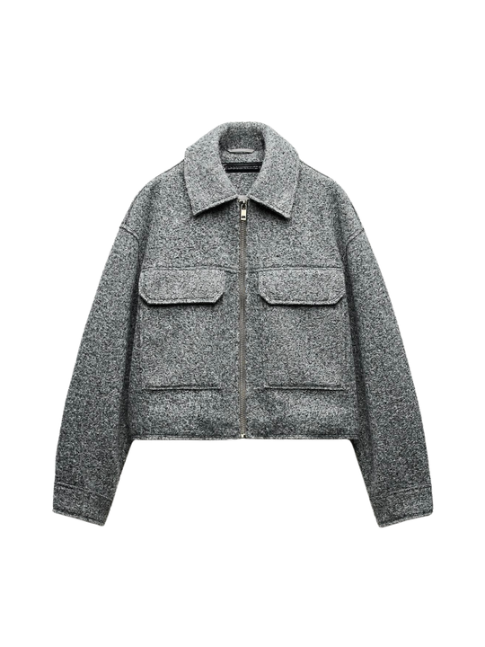 R&B | Stil Bouclé Graue Jacke