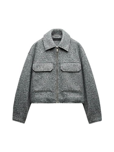 R&B | Stil Bouclé Graue Jacke