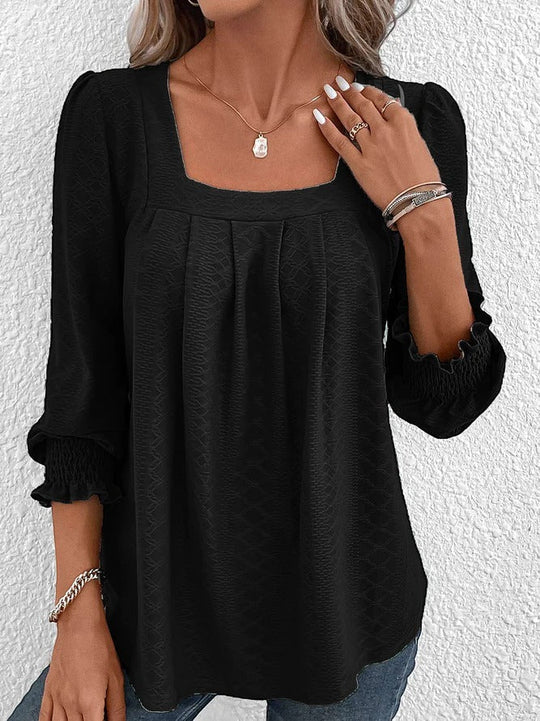 R&B | Baumwollbluse Mit Eckigem Ausschnitt