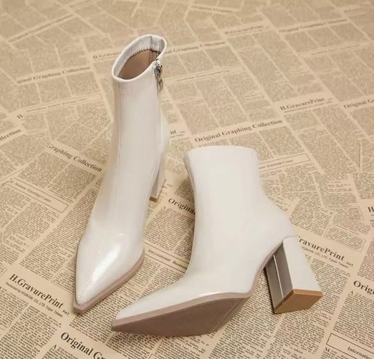 R&B | Lackleder Stiefeletten mit Blockabsatz