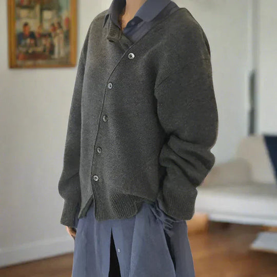 R&B | Weiche Strickjacke mit Diagonaler Knopfleiste