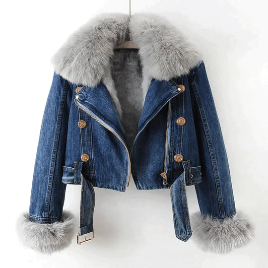 R&B | Elegance Denim &amp; Pelzmantel