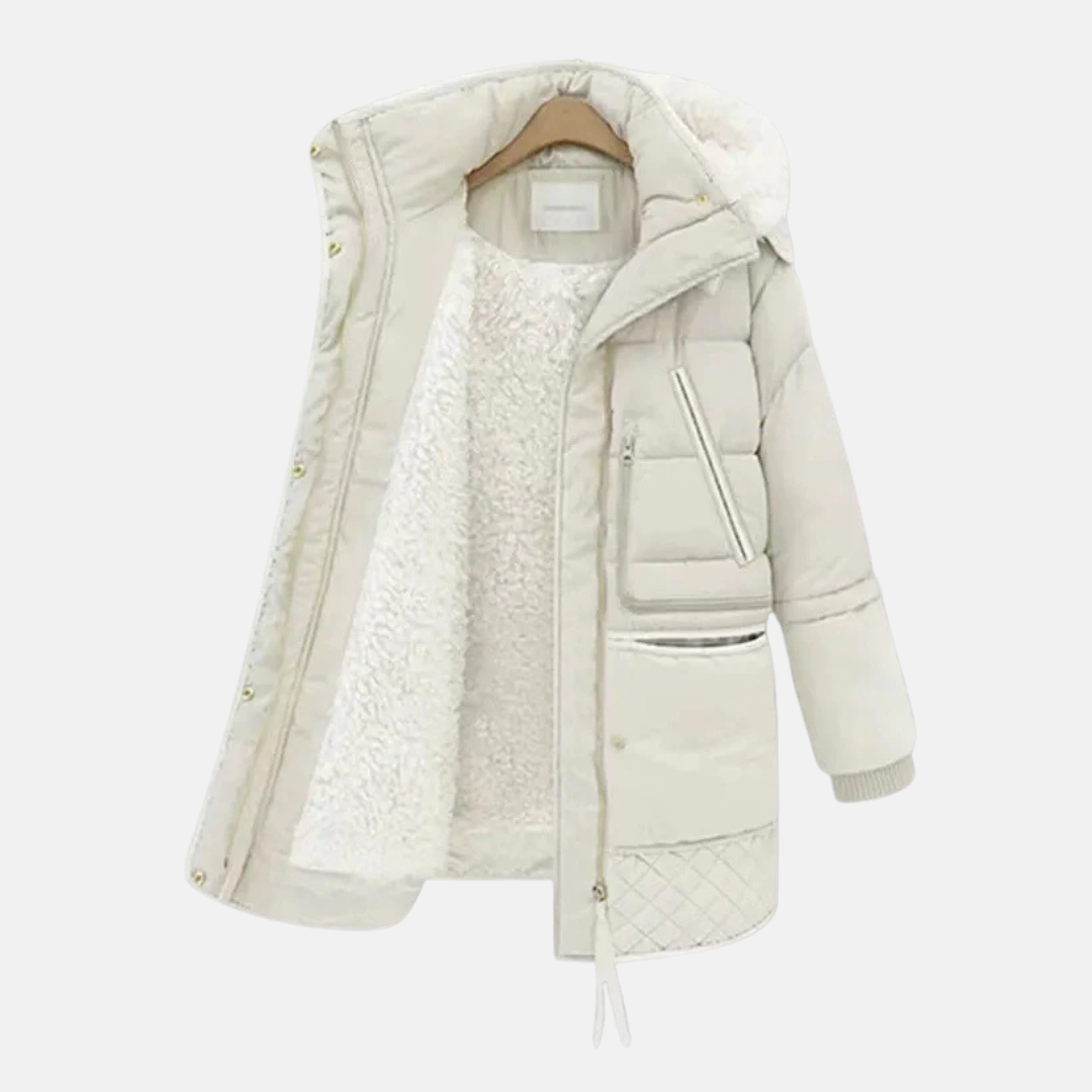 R&B | Gepolsterter Mantel - Oversized Schnitt - Gefütterte Kapuze - Rippstrickbündchen - Taschen