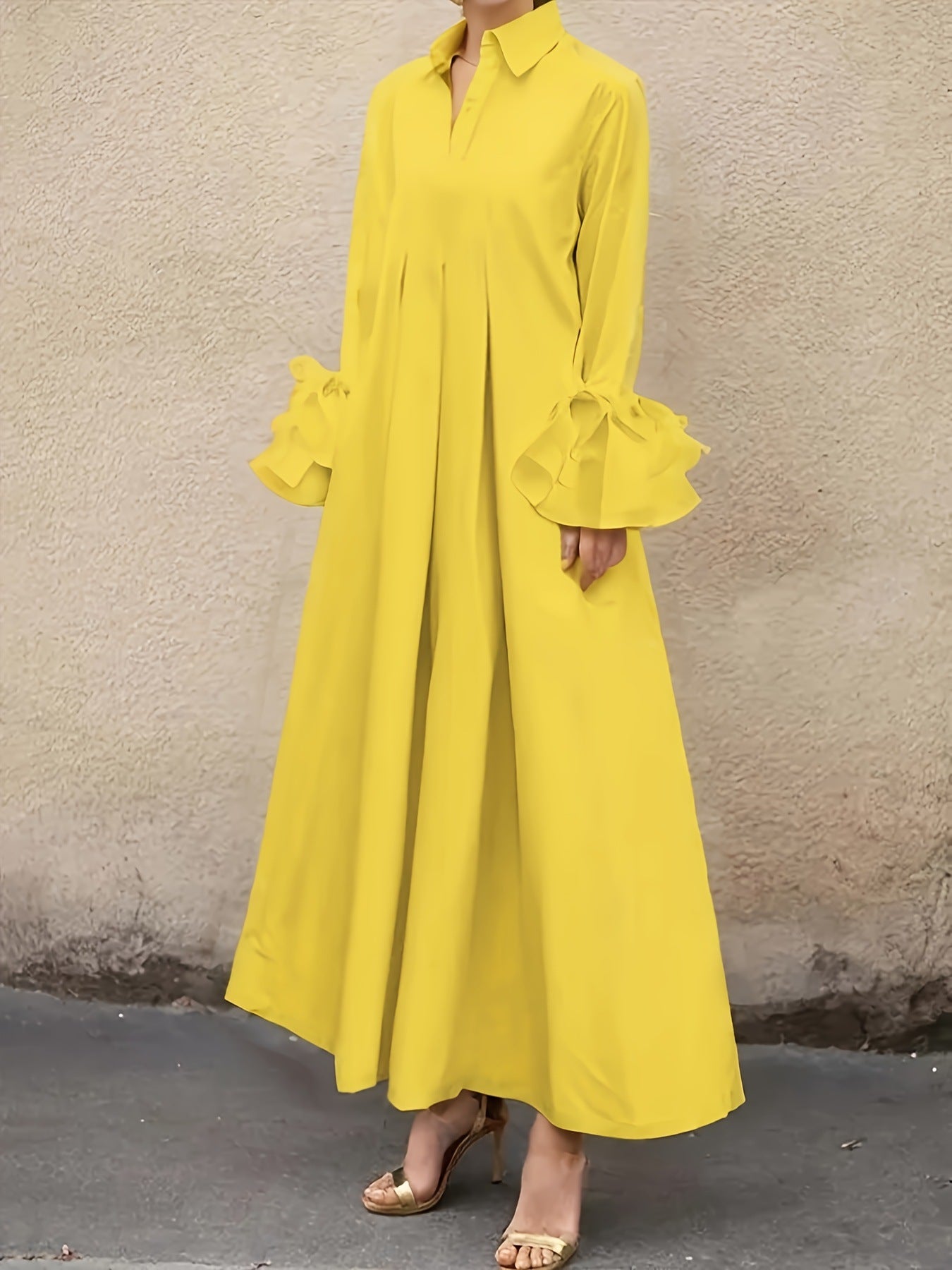 Damen Lange Hemdblusenkleid R&B