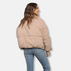R&B | Puffer-Jacke Wärmeisolierung Kürzere Länge Stehkragen Gerippte Bündchen