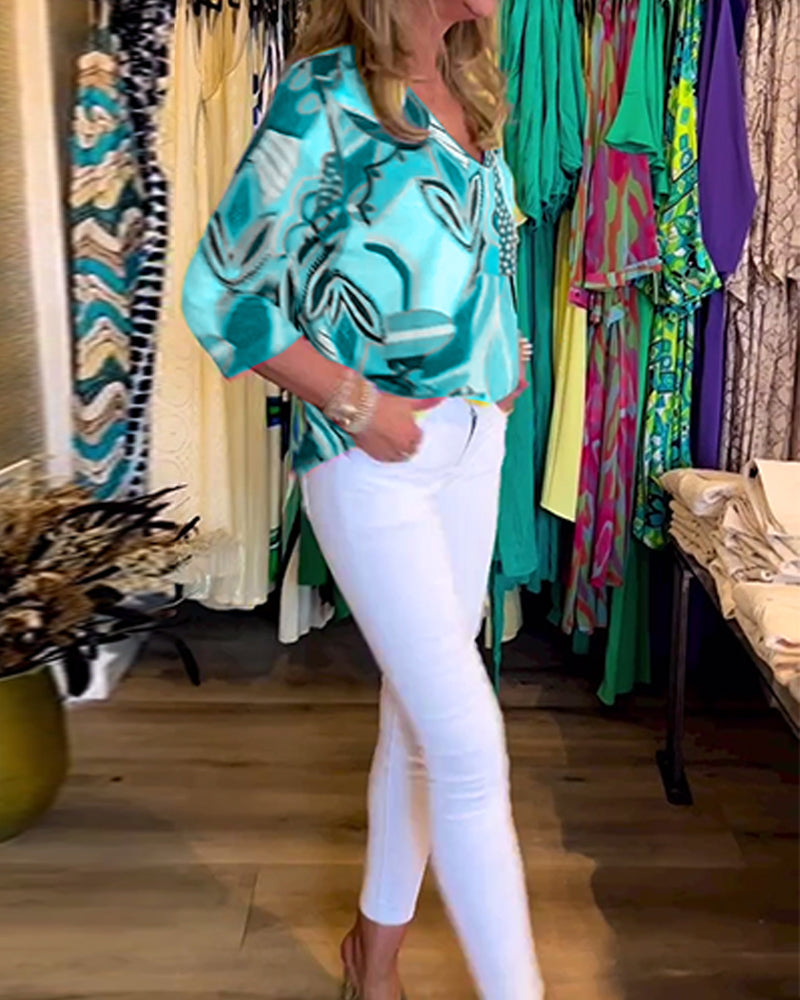 R&B | Bunte Langärmlige Bluse mit Print