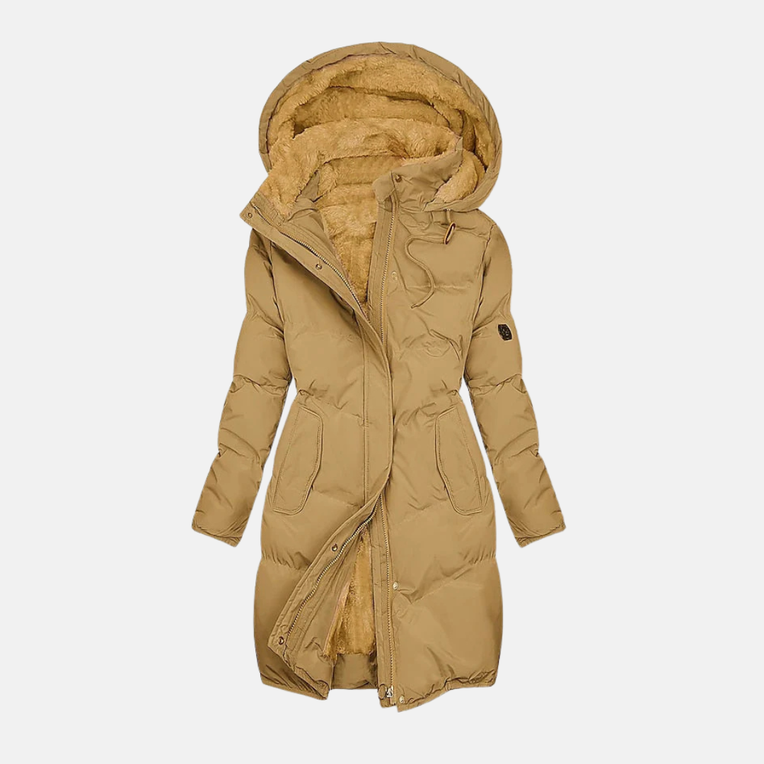 R&B | Lange Pufferjacke - Wasserabweisend - Gefüttert - Verstellbare Taille - Kapuze mit Futter