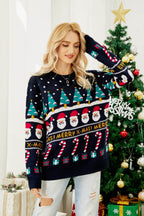 R&B | Rundhals Locker Sitzendes Weihnachts-Themen Strickpullover