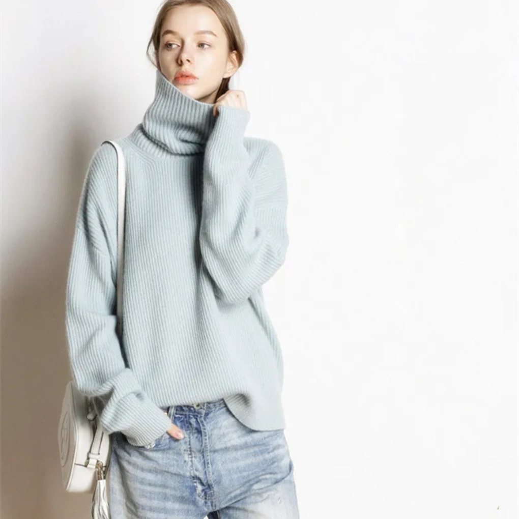 R&B | Pullover - Damen Herbst Oversized Polokragen Pullover