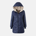 R&B | Gepolsterte Jacke - Wendbares Design - Kapuze - Rautensteppung - Rippkanten