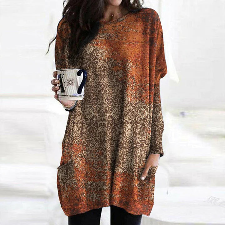 R&B | Eleganter Oranger Pullover mit Mandala Druck