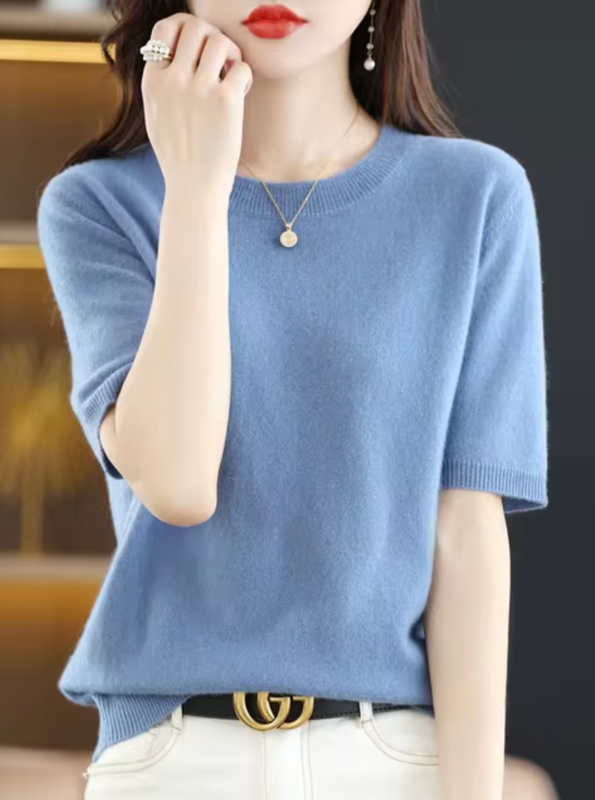 Heidi-Mode | Kurzärmliger Wollpullover