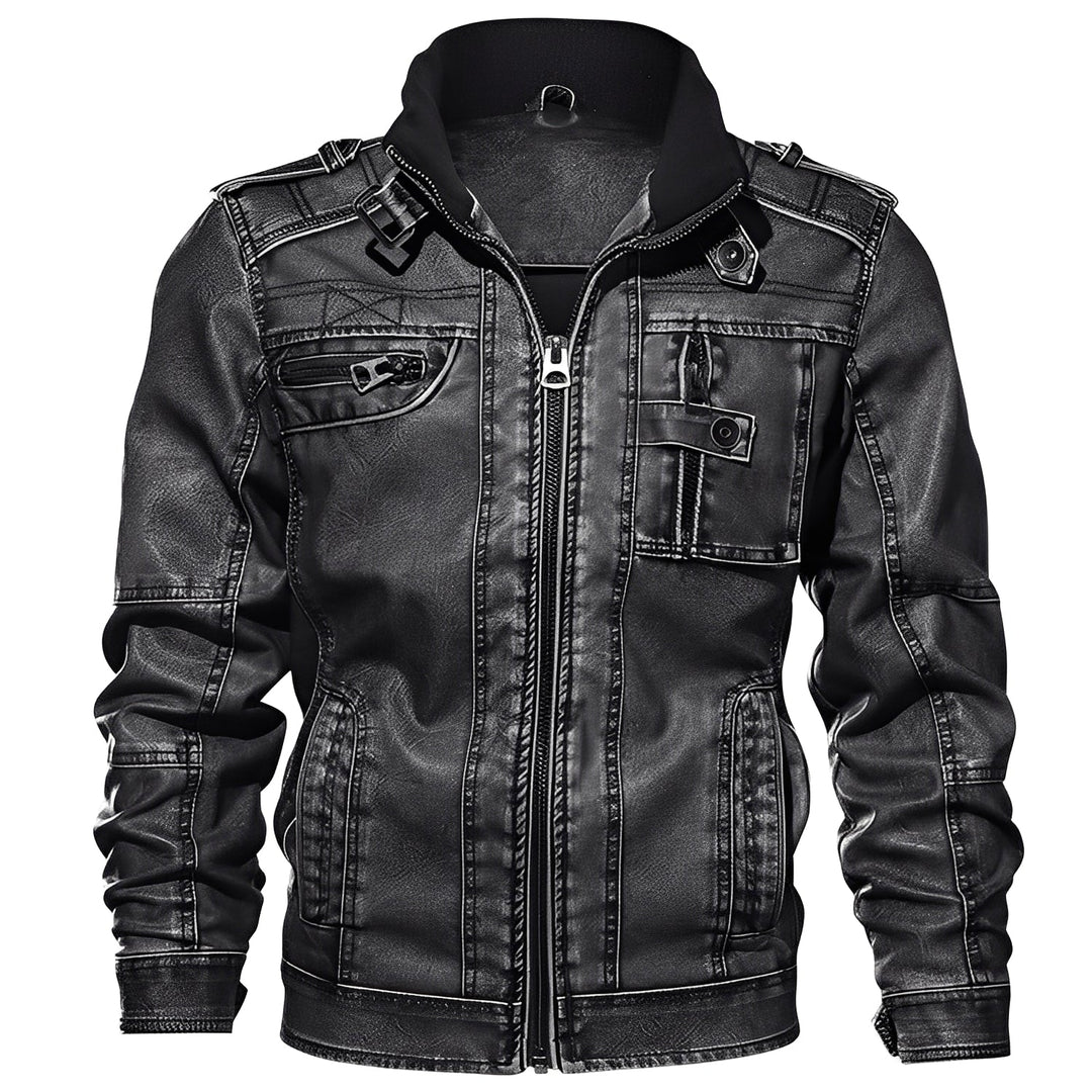 R&B | Klassische Lederjacke mit Taschen für Männer