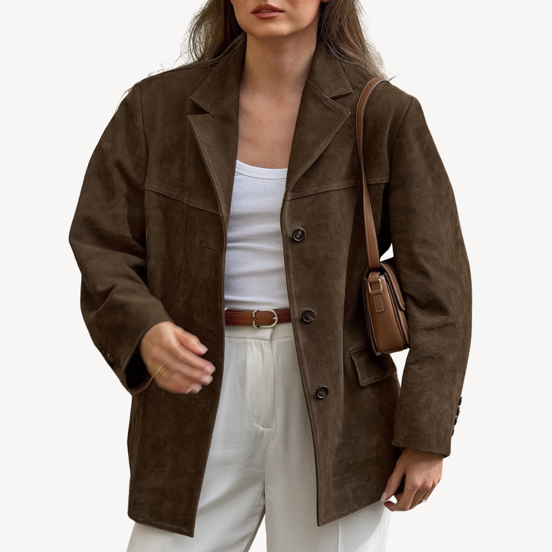 R&B | Oversized Wildleder Blazerjacke Damen