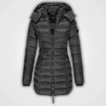 R&B | Lange gesteppte Kapuzenjacke für Damen ideal für den Winter