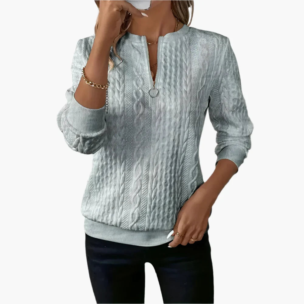 R&B | Strickpullover mit Zopfmuster und Reißverschluss - Modischer Freizeitpullover für Herbst und Winter