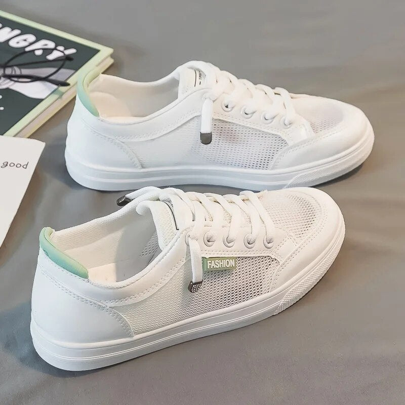 Weiße DamenSneaker mit Mesh-Obermaterial – Elena R&B