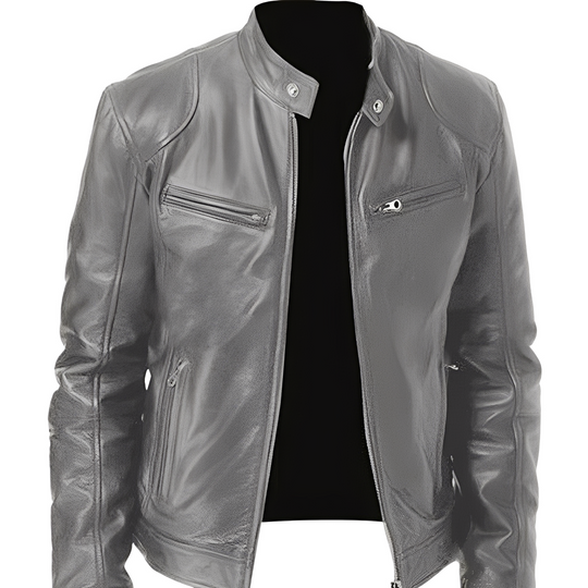 R&B | Lässige, figurbetonte Lederjacke für Männer