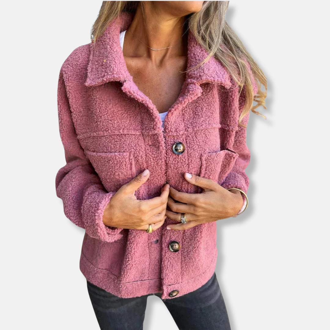 R&B | Sherpa-Jacke - Weiche Flauschige Textur - Lockere Passform - Knopfverschluss und Taschen