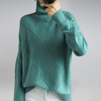 Damen Rollkragenpullover Strickpullover mit geometrischem Muster