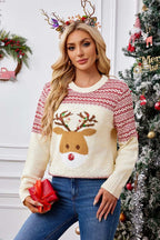 R&B | Weihnachtlicher Rundhals bestickter Strickpullover