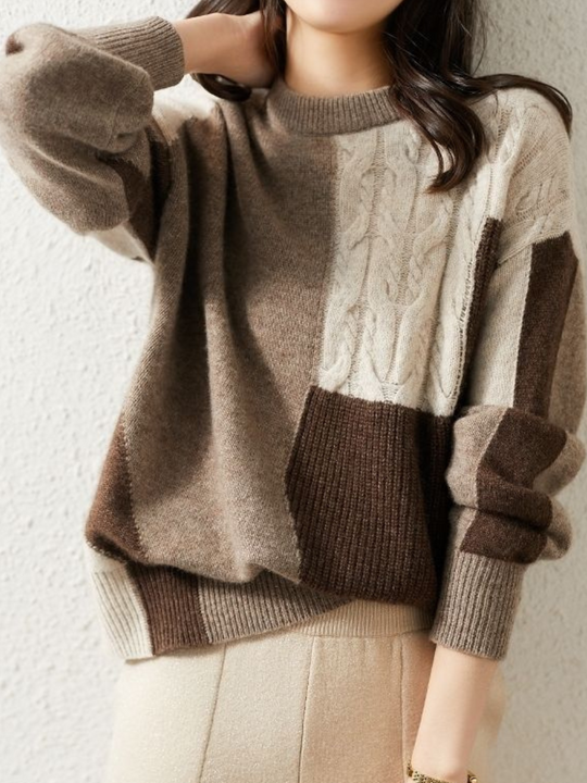 R&B | Chic &Amp; Stylischer Strickpullover In Kontrastfarbe