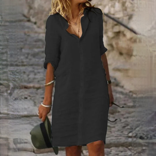 R&B | Baumwolle Leinen Damen Kleid