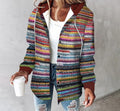 R&B | Gestreifte Kapuzenstrickjacke