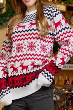 R&B | Gestreifter Weihnachtsren-Strickpullover