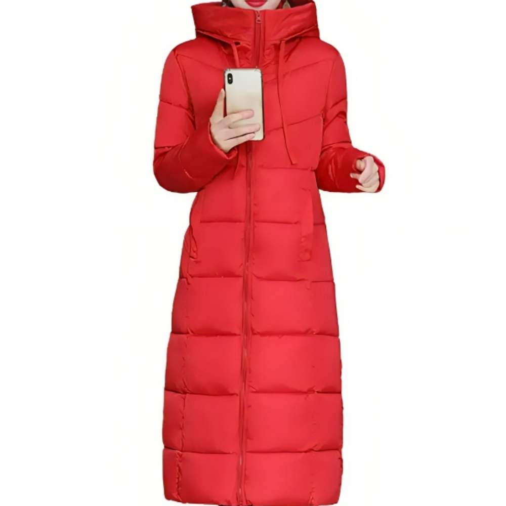 R&B | D’Hiver Lange Steppjacke mit Kapuze für Damen Ideal für Den Herbst und Den Winter