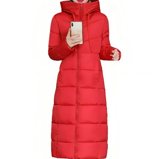 R&B | D’Hiver Lange Steppjacke mit Kapuze für Damen Ideal für Den Herbst und Den Winter